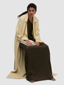 Wafa Long Trench Abaya - Soft Yellow