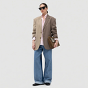 Zelda Blazer - Two-Tone Beige & Taupe