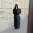 Zelda Blazer - Two-Tone Black & Grey Pinstripe