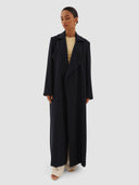 Wafa Long Trench Abaya - Dark Blue